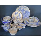A collection of oriental blue and white china comprising 18th century Chinese bowl, two 19th century