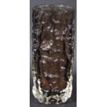 A Whitefriars brown bark glass vase. 19cm high.