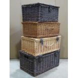 Four small contemporary wicker hampers