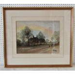 Three Paintings to Include: Folland - Two landscapes with houses, one watercolour on paper, one