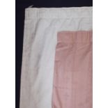 Two pairs curtains in ivory damask type fabric, lined with pencil pleat heading. Length 180cm, width