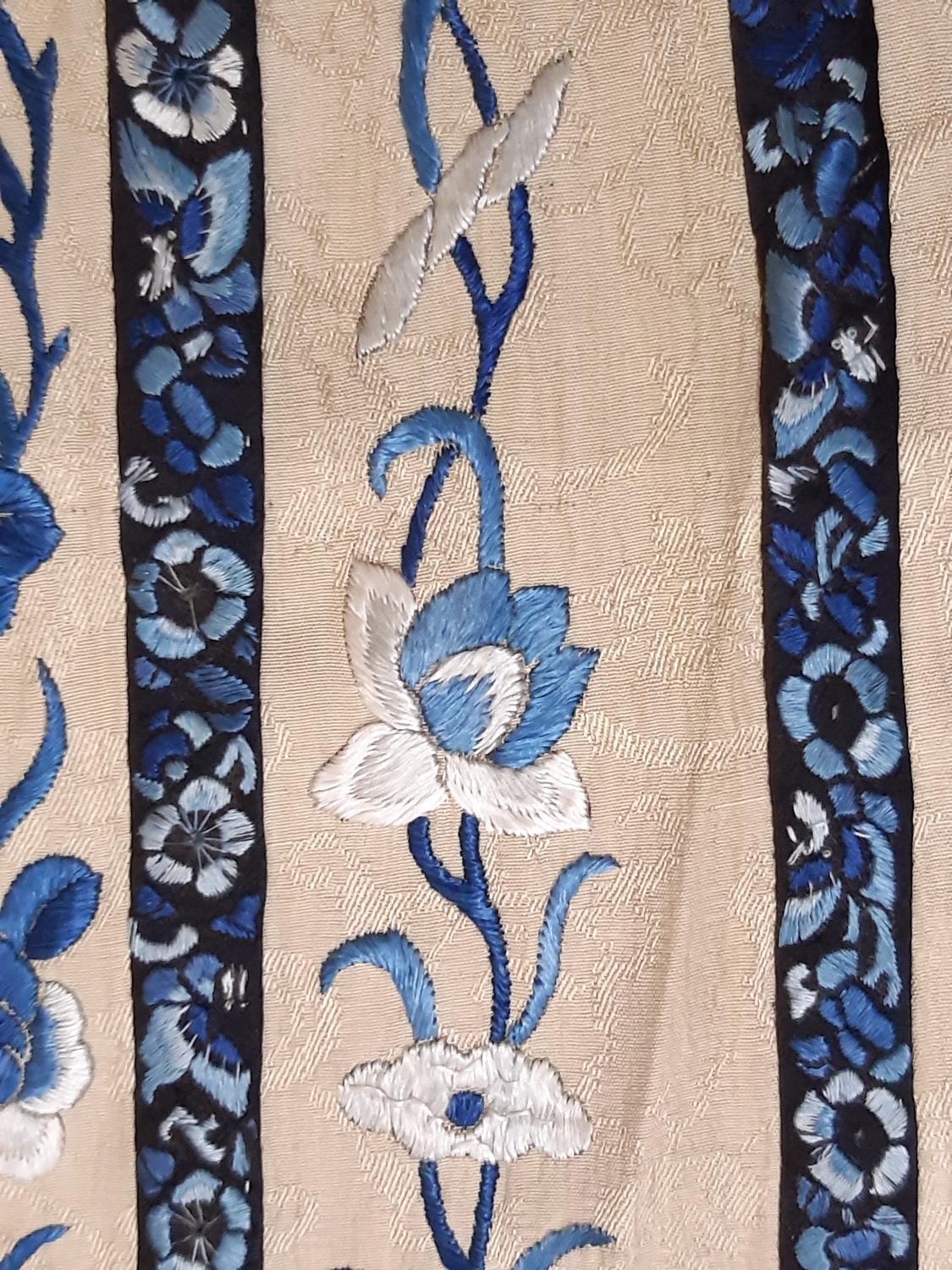 19th century Chinese lower section of skirt panel, with front sections heavily embroidered with - Image 9 of 11