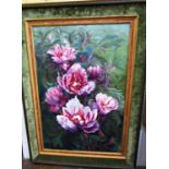 Doreen Wade - 'Tree Peonies', oil on canvas, signed lower right, titled with exhibition label verso,