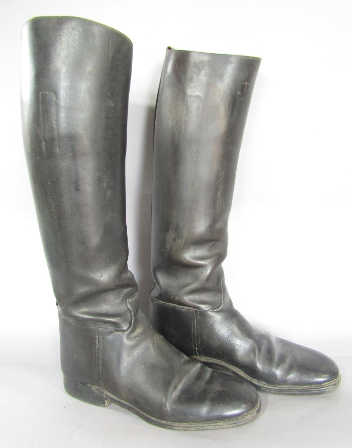 A pair of vintage black leather riding boots, Made by Maxwell, Dover St, Piccadilly.