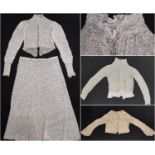 Early 20th century crochet lace ladies garments including a 2 piece outfit (skirt length 1m, no