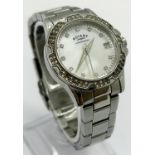 A Rotary Chronospeed wristwatch with mother of pearl dial in a stainless steel case, with box