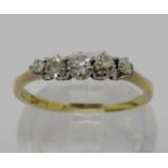 Antique 18ct five stone diamond ring, size L, 1.5g