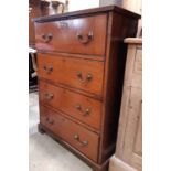 A shallow mahogany chest of three long drawers, the top drawer fitted as a secretaire 75 cm wide x
