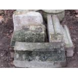 Four pieces of weathered carved architectural stone (varying size and design)