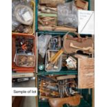 A comprehensive collection of violin making equipment including specialist tools, clamps,