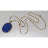 1970s 9ct lapis lazuli pendant necklace, 21.3g
