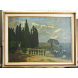 Landscape View from the Garden (19/20th Century), signed indistinctly 'M. W. Starke...'? lower left,
