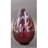 A mid 20th century Archimede Seguso red glass rain drop vase, signed to the base. 18cm high.