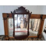 A Victorian cottage overmantel mirror in maple, together with a simple Georgian wall mirror with