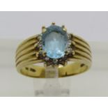 Vintage 18ct blue spinel and diamond cluster ring, size M, 5.3g