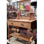 A Victorian satin walnut dressing table with frieze drawer and raised mirror back, 76cm wide