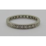 Platinum diamond eternity ring, size L//M, 2.5g