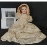 German bisque head character baby doll 'Poppy' by E Heubach circa 1918, with 5 piece composition