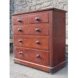 A Victorian mahogany chest of three long and two short drawers on a plinth base