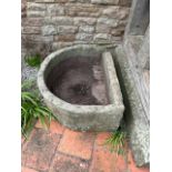 A natural stone D end trough, approx 73cm x 59cm x 30cm deep, to be viewed and collected: Crossways