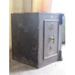 An old Chubb book quality safe with brass T shaped handle (complete with key) 46 cm wide x 52 cm