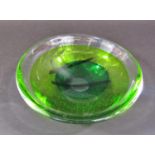 A Sarah Peterson Caithness Rainbow Lime glass bowl, signed and titled to base, 22cm diam.