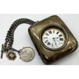 A Goliath pocket watch in a silver plated case, with heavy silver hallmarked chain and George IV