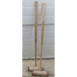 Two vintage croquet mallets (af)