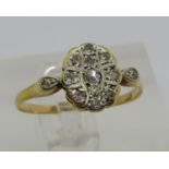 Early 20th century 18ct diamond cluster ring, size Q, 2.8g