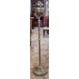 Late 19th century brass telescopic oil lamp standard adapted for electricity