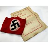 Swastika armband, WW2 Far East war map, Royal Engineers Cap badge, fruit knife, letter knife, etc