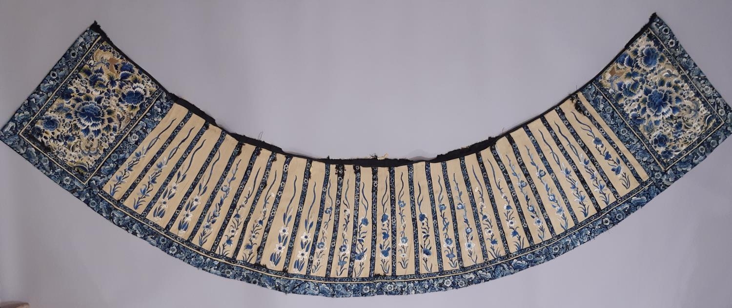 19th century Chinese lower section of skirt panel, with front sections heavily embroidered with - Image 2 of 11
