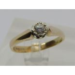 9ct diamond solitaire ring, 0.20ct approx, size O, 2.3g