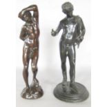 Two Grand Tour type Classical bronzes of naked men, both 21cm tall approx.