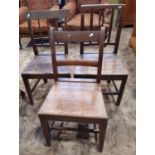 Four Georgian countrymade cottage chairs, principally in oak in various designs