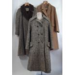 3 vintage ladies woollen coats comprising Aquascutum double breasted coat with collar and pockets,