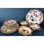 A small collection of Masons Mandalay comprising four dinner plates, eleven side plates, two soup