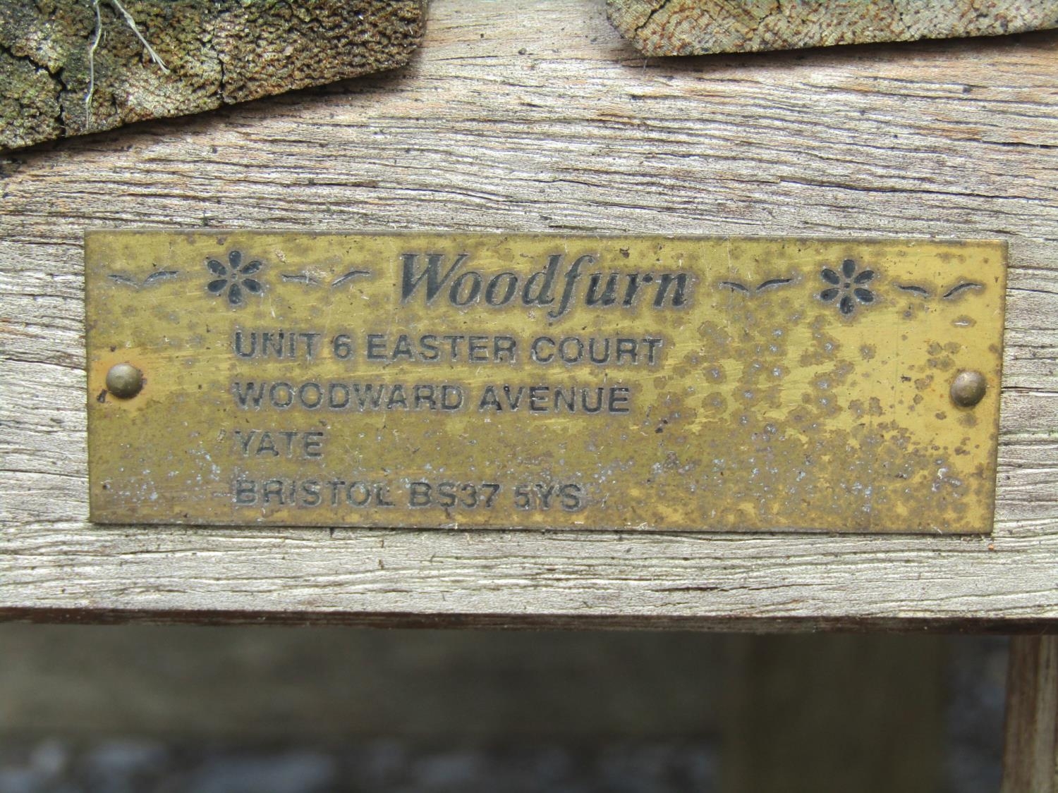 A Woodfurn heavy gauge weathered teak garden table with rectangular overhanging slatted panelled top - Image 3 of 3