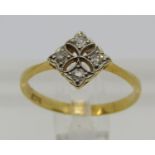 18ct diamond quatrefoil ring, size P, 2.3g