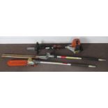 A Stihl KM85 combi engine/tool with pruner and hedge trimmer attachments, (3)