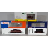 Three boxed HO gauge model locomotives including Roco Class 280 diesel 63382, Roco steam