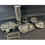 A large mixed selection of silver plated and stainless steel table ware, including a bread bowl in a