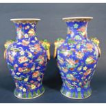Pair of 20th Century Chinese Porcelain Baluster Vases, decorated with ornaments and flowers on a