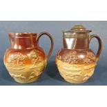 Three 19th century Doulton salt glazed jugs, Japanese tea service with Iris detail, collection of