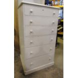 A Victorian pine chest of six long graduated drawers with painted finish, 72 cm wide x 68 cm deep