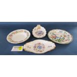 A collection of Booths Real Old Willow pattern tea wares comprising six cups, saucers and side