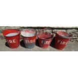 Four vintage galvanised steel fire buckets