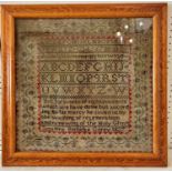 19th Century Needlework Tapestry Sampler by Susanna Borbidge Gorey, dated 1827, bearing alphabet