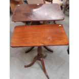 Two Georgian rectangular mahogany occasional tables, on turned pillars and tripods, 88cm and smaller