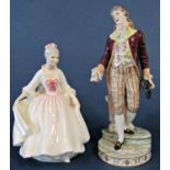 Small collection of ceramics including a continental little figure of an 18th century gentlemen,